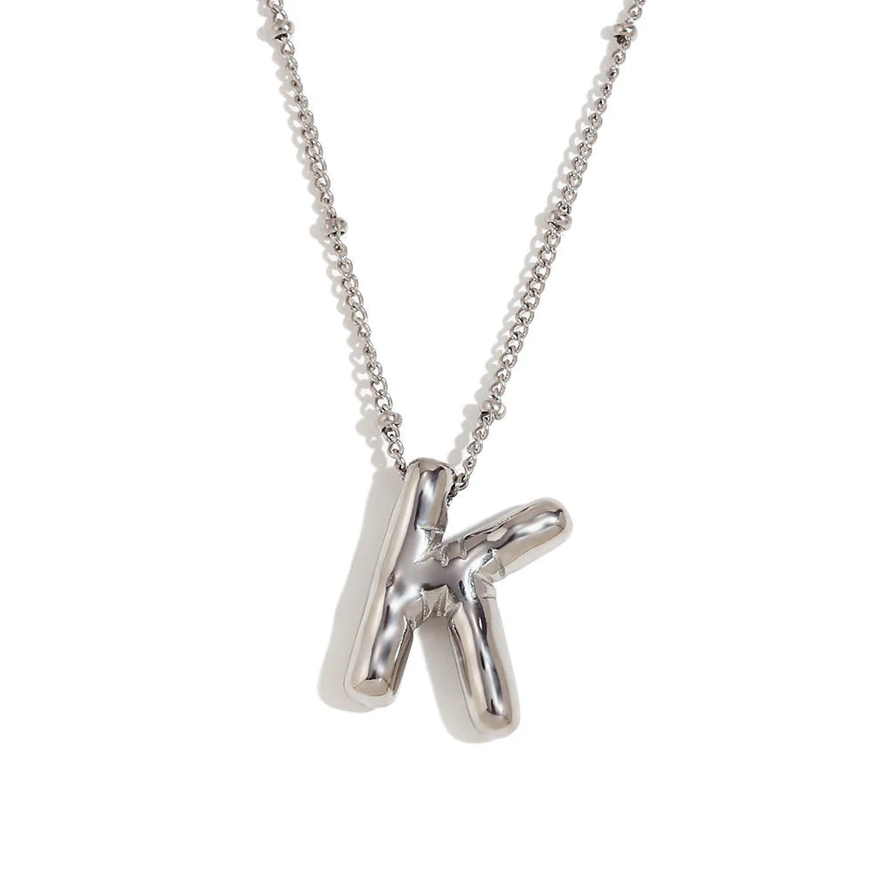 NEW Bubble initial pendant necklace - Silver