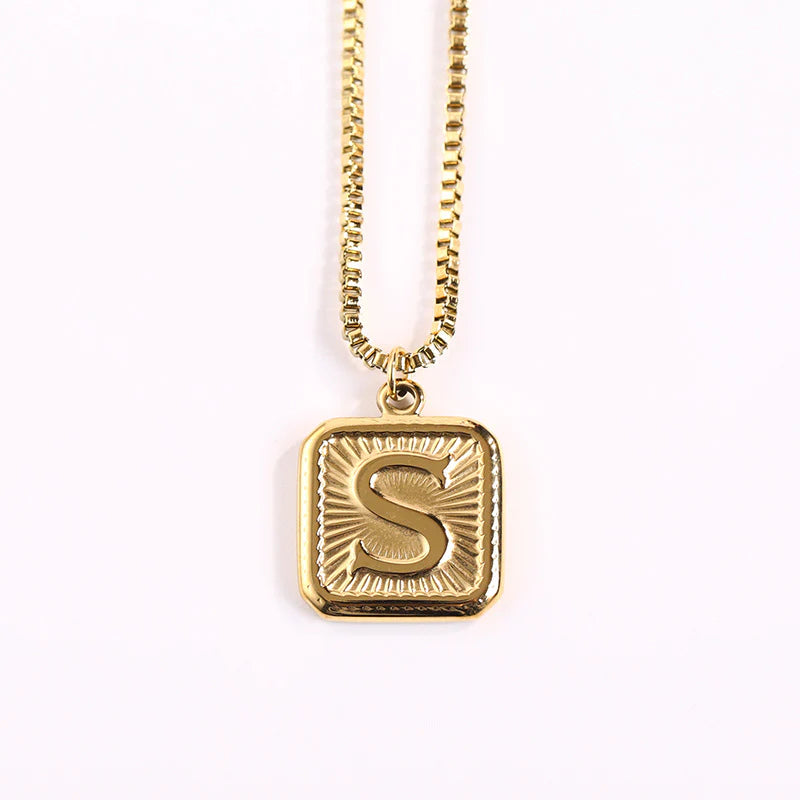 NEW Square Gold Starlight Initial Pendant Necklace