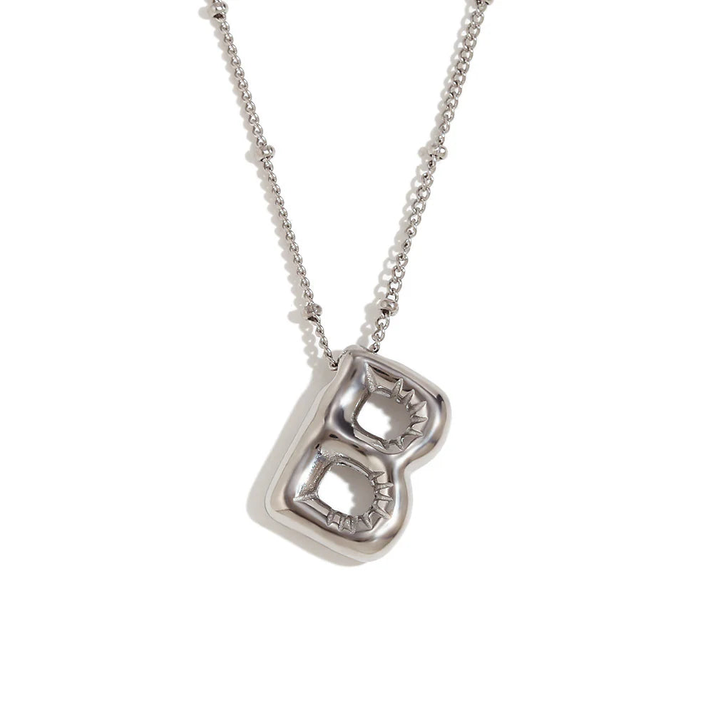 NEW Bubble initial pendant necklace - Silver