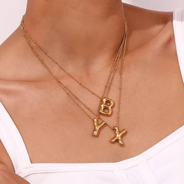 NEW Bubble Initial Pendant Necklace - Gold