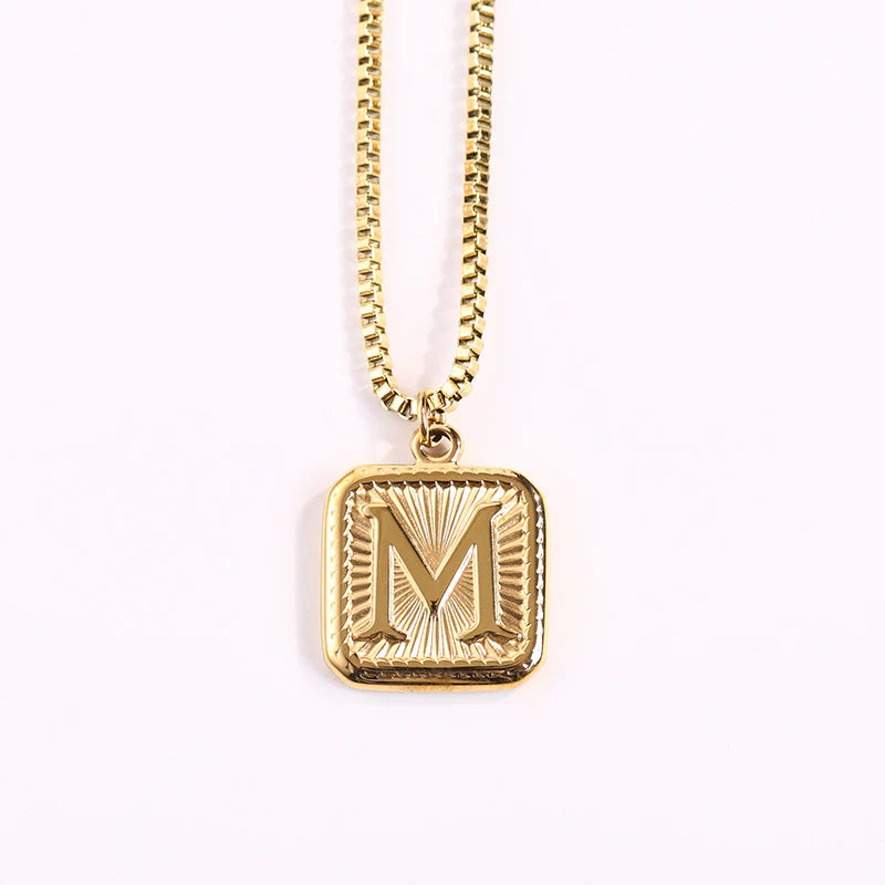 NEW Square Gold Starlight Initial Pendant Necklace