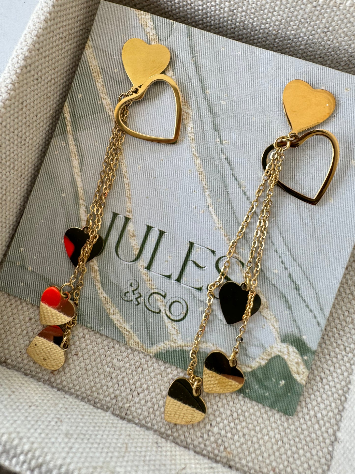 NEW Sienna Heart Drop earrings - gold or silver