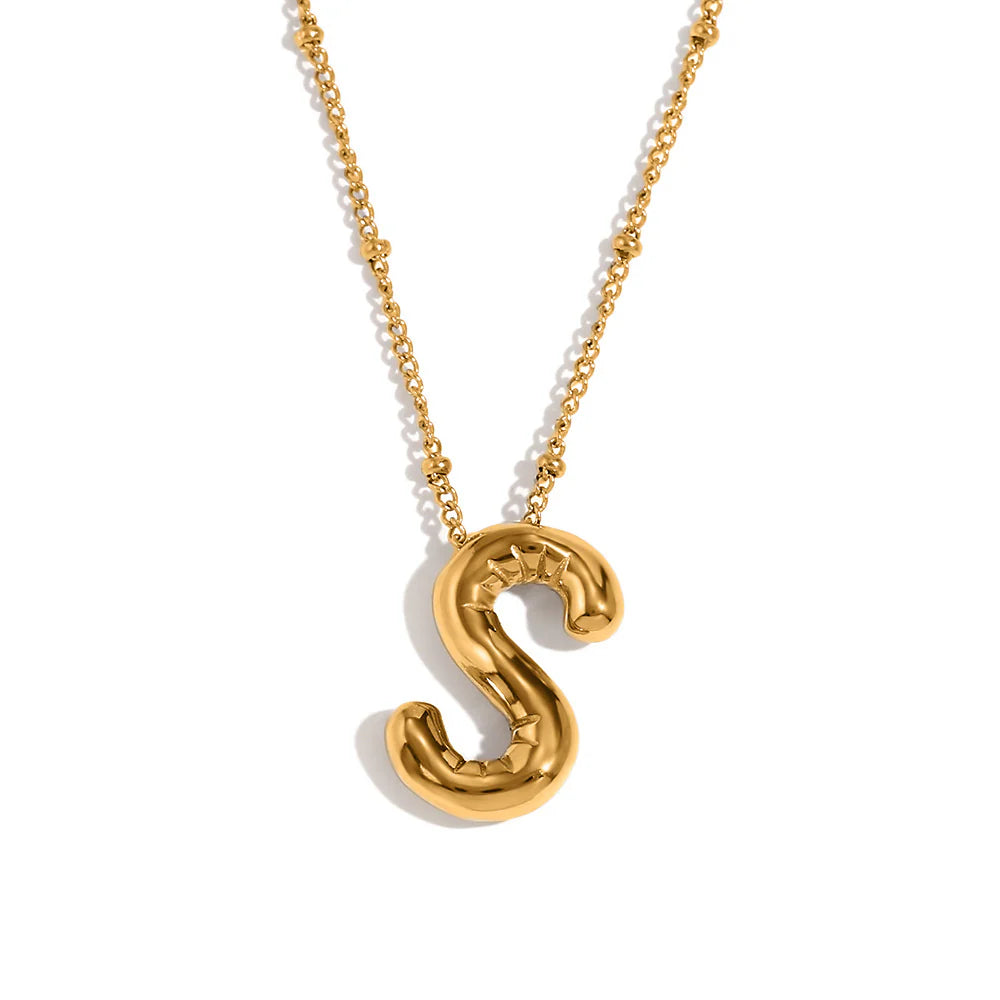 NEW Bubble Initial Pendant Necklace - Gold