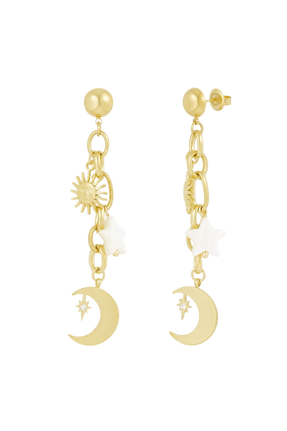 NEW Sun and Moon Drop Earrings - gold and silver