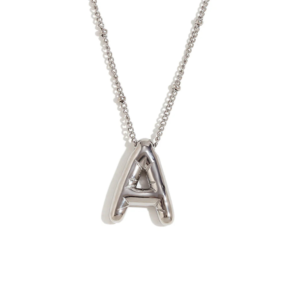 NEW Bubble initial pendant necklace - Silver