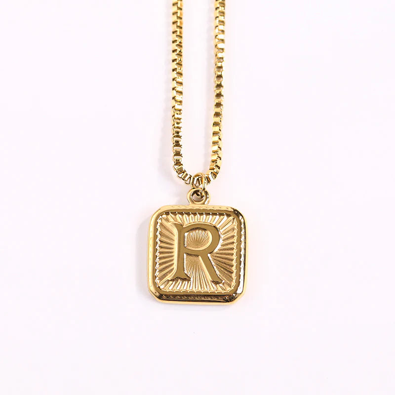 NEW Square Gold Starlight Initial Pendant Necklace