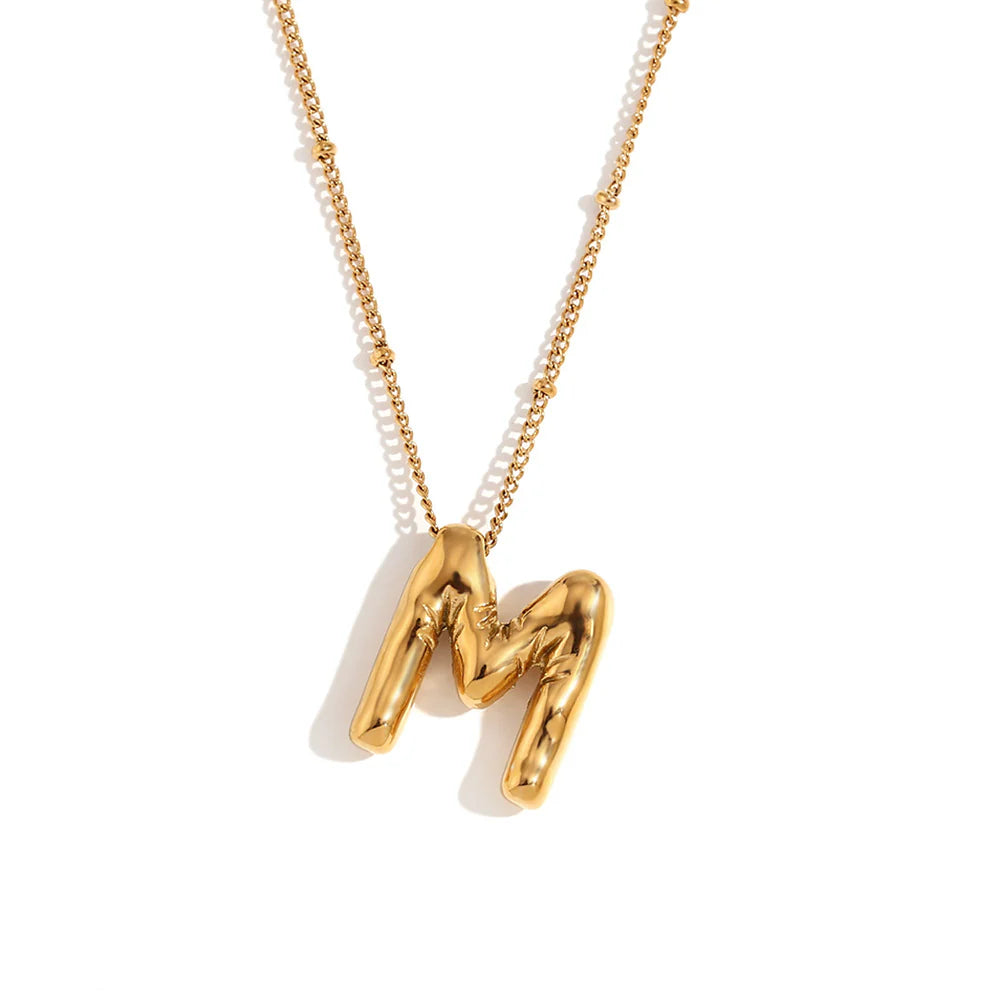 NEW Bubble Initial Pendant Necklace - Gold