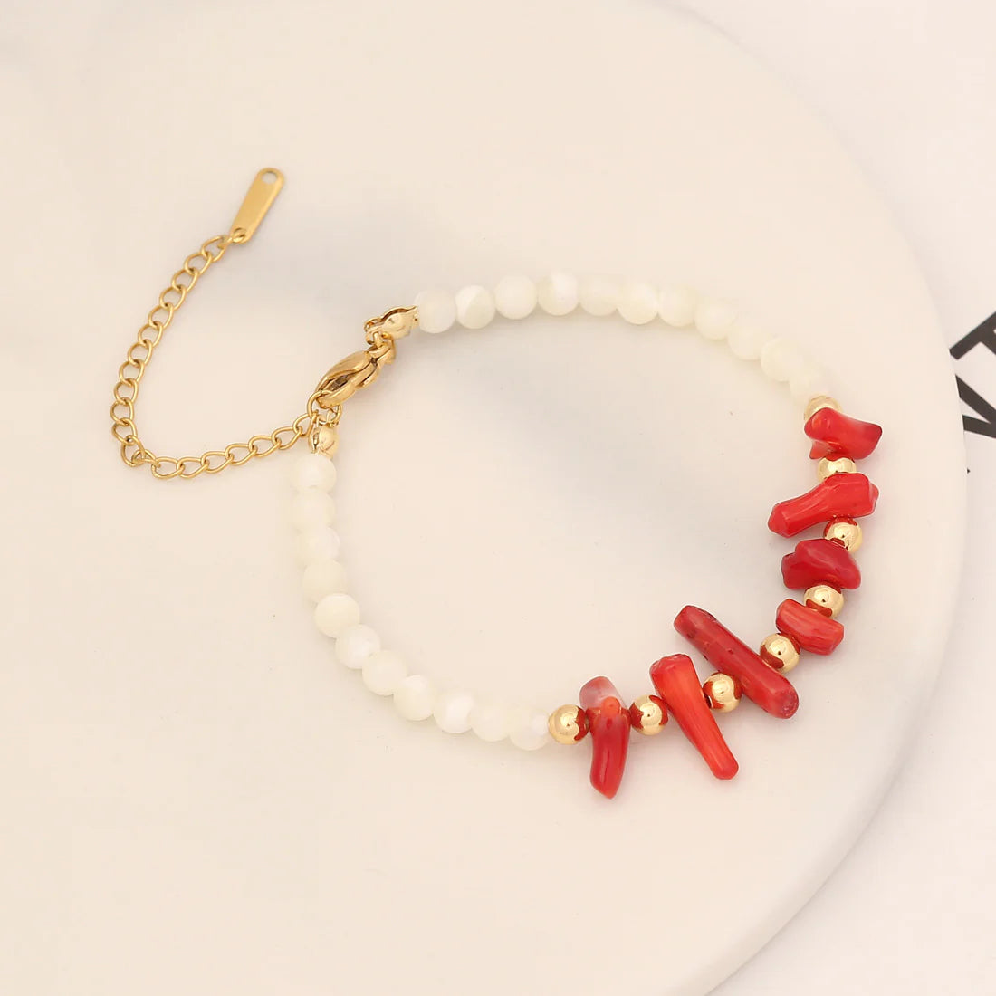 Coral shell necklace and bracelet set