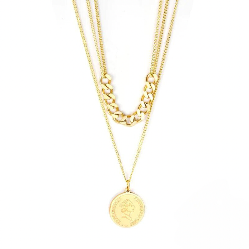 Therese Gold Double layer coin necklace