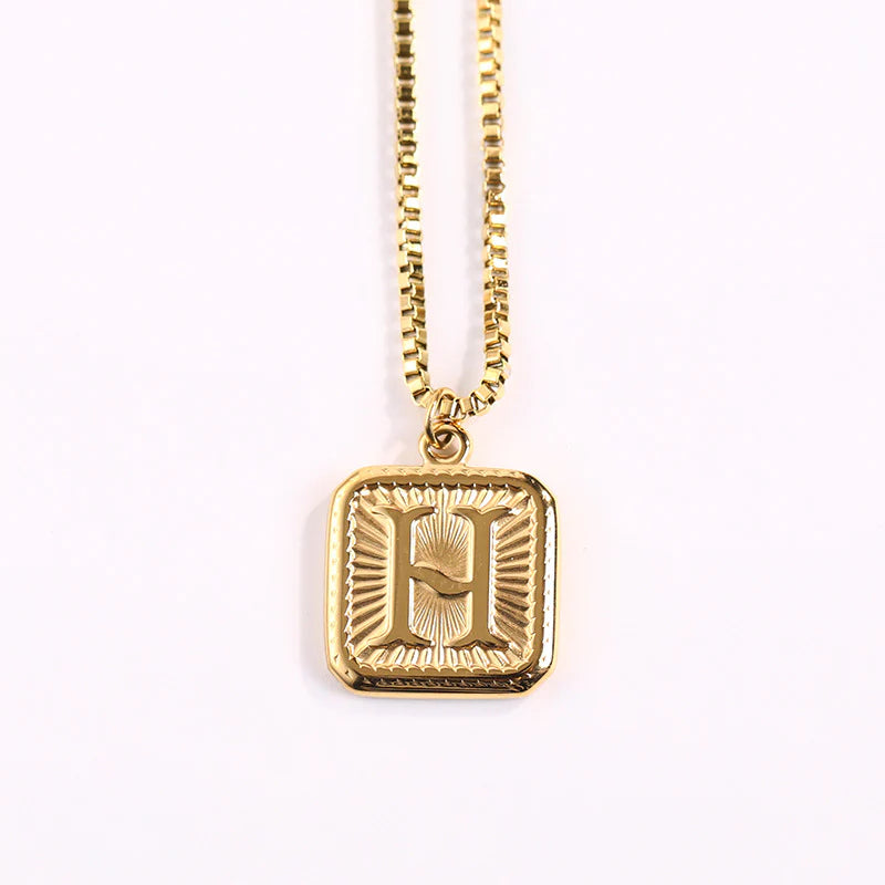 NEW Square Gold Starlight Initial Pendant Necklace