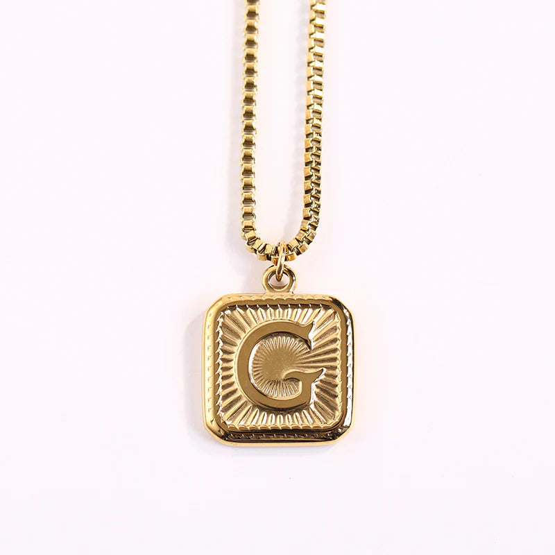 NEW Square Gold Starlight Initial Pendant Necklace