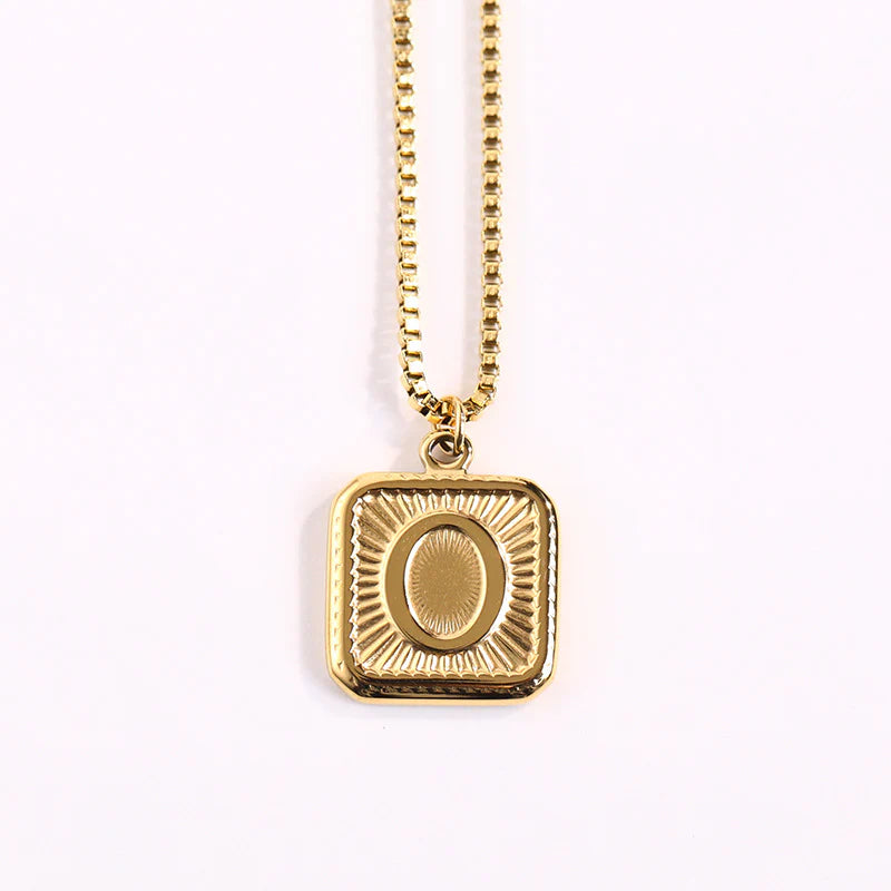 NEW Square Gold Starlight Initial Pendant Necklace