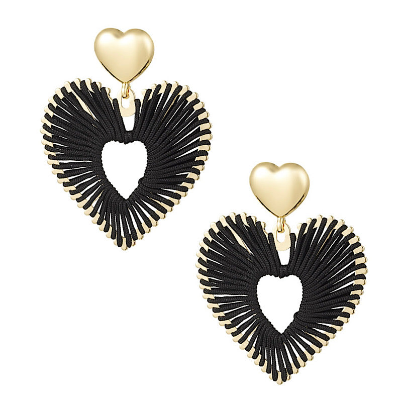 NEW Imogen Fabric Heart Statement Earrings