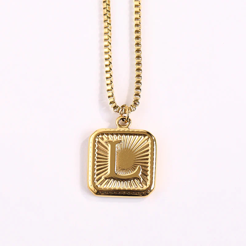 NEW Square Gold Starlight Initial Pendant Necklace