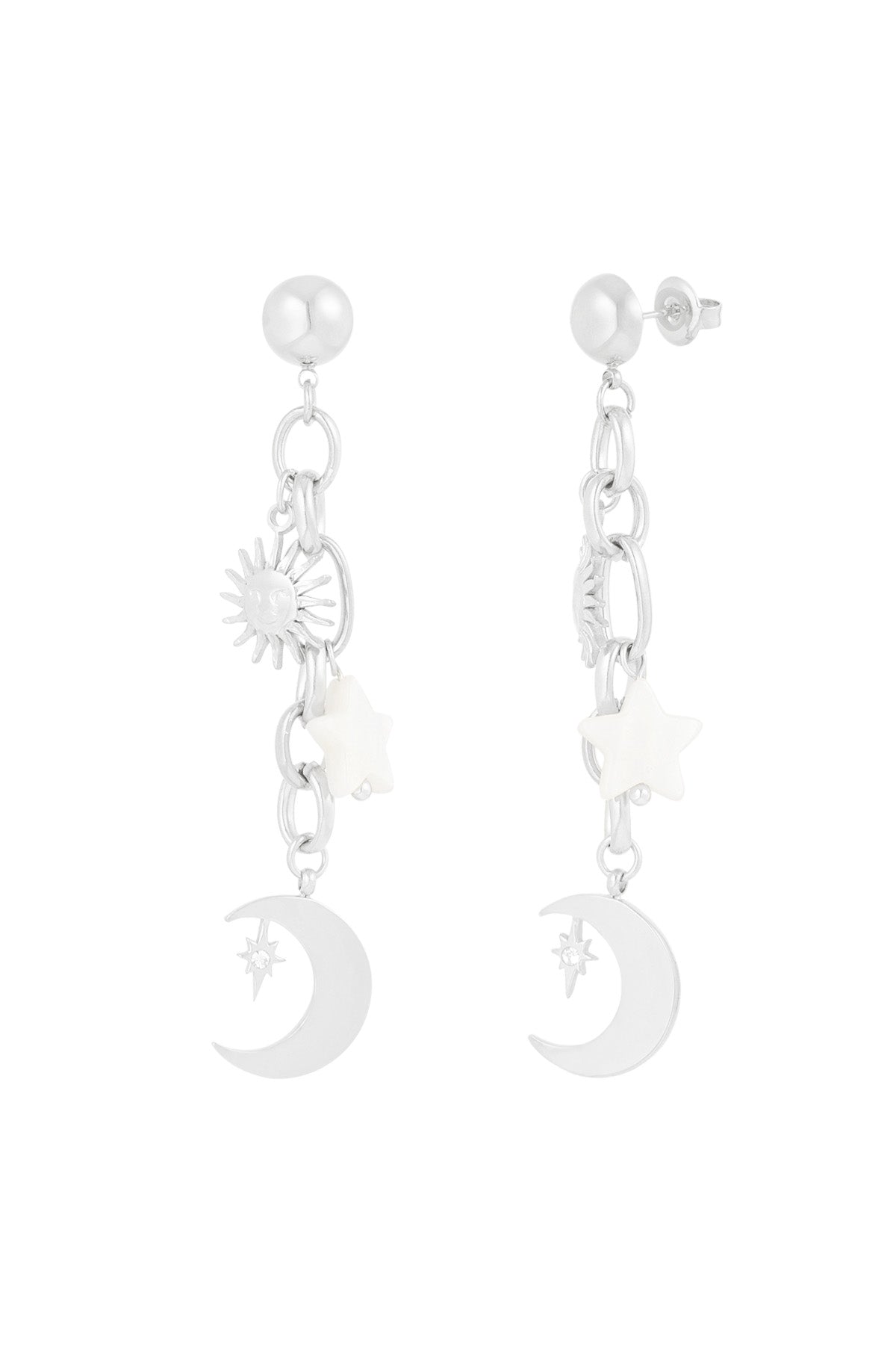 NEW Sun and Moon Drop Earrings - gold and silver