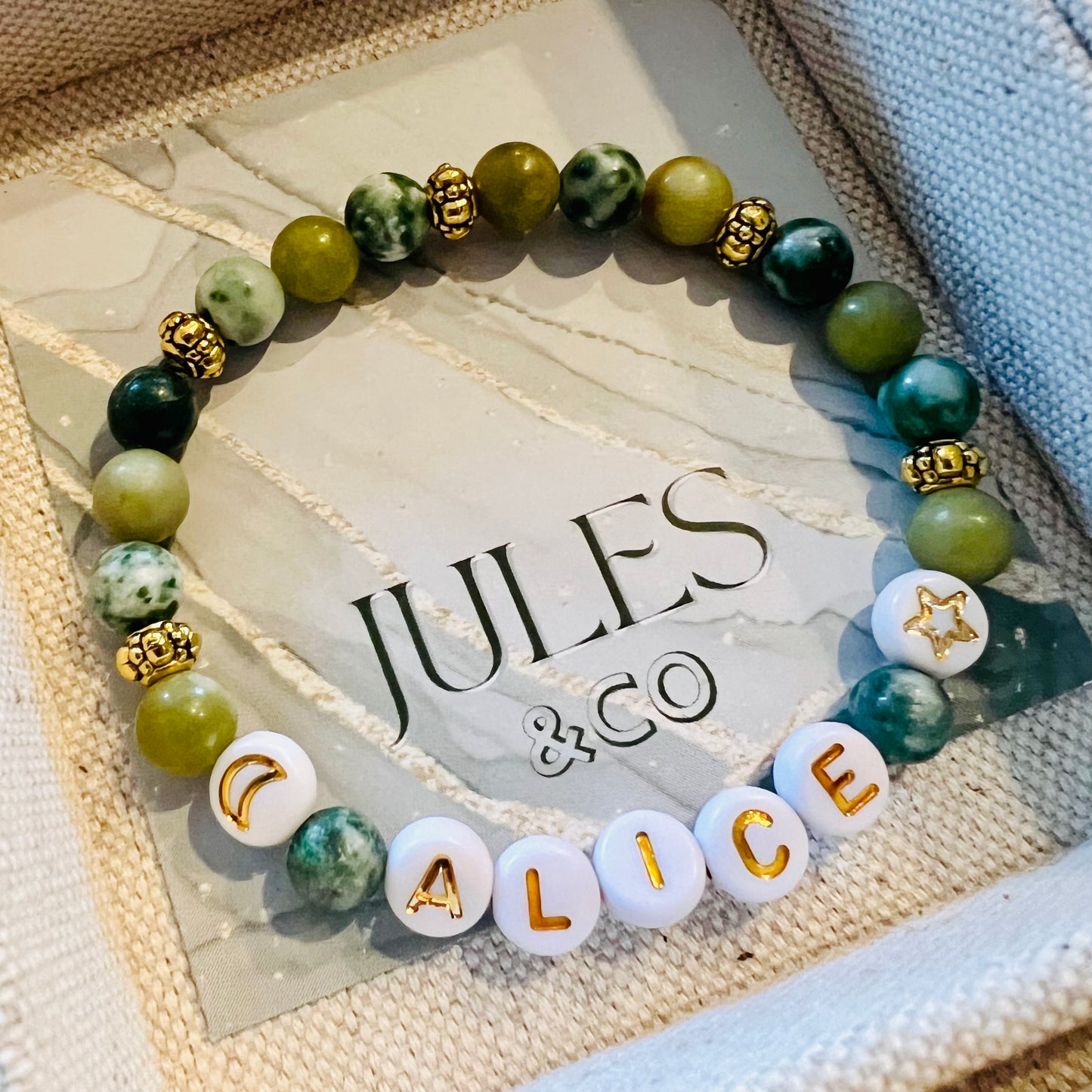 Green Jade & Green Spot Jasper Handmade Bracelet