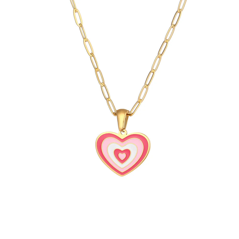 Colourful enamel heart pendant necklace