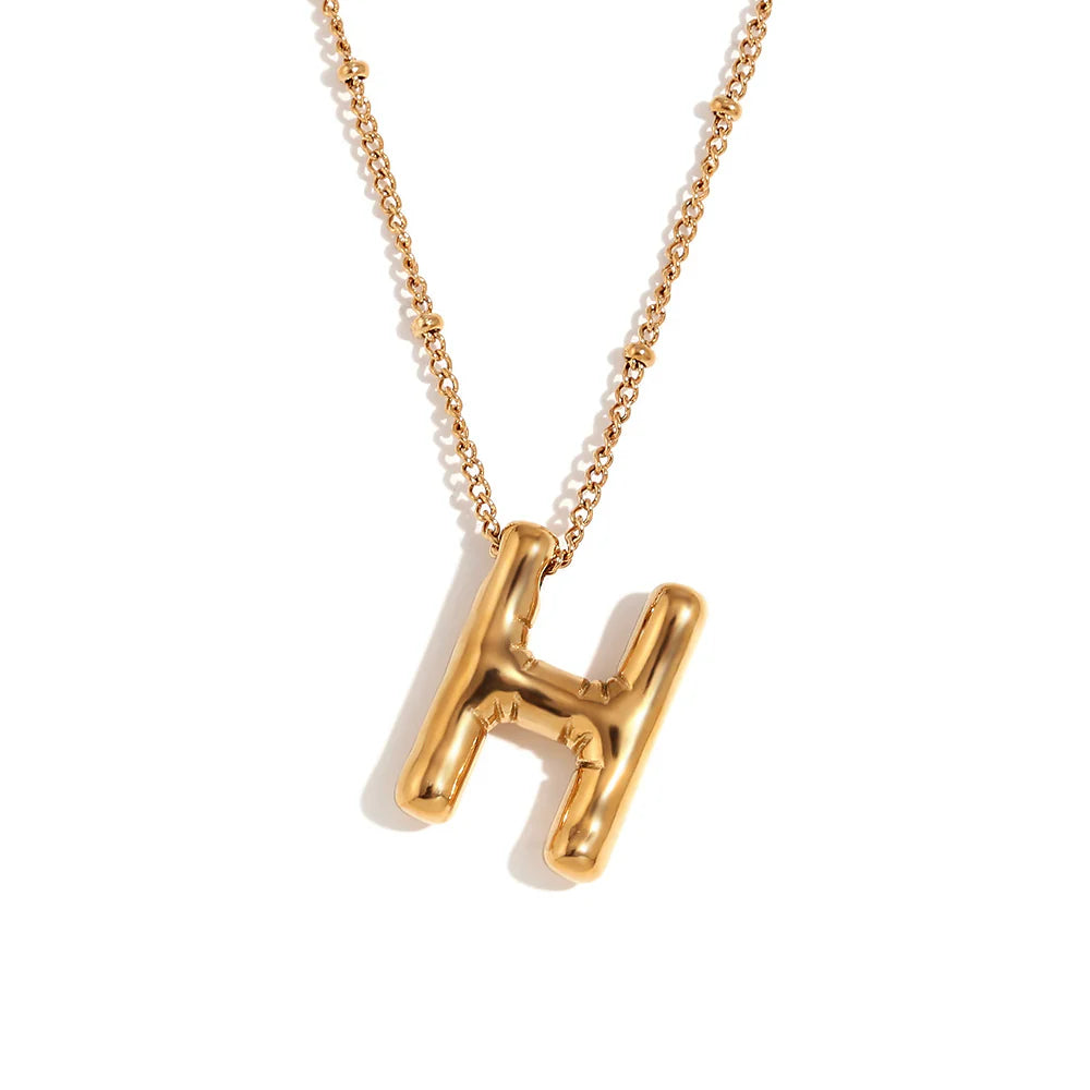 NEW Bubble Initial Pendant Necklace - Gold