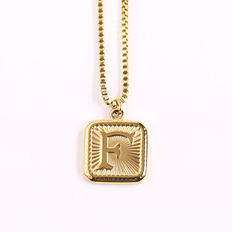 NEW Square Gold Starlight Initial Pendant Necklace