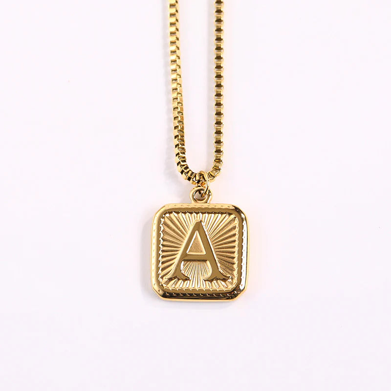 NEW Square Gold Starlight Initial Pendant Necklace