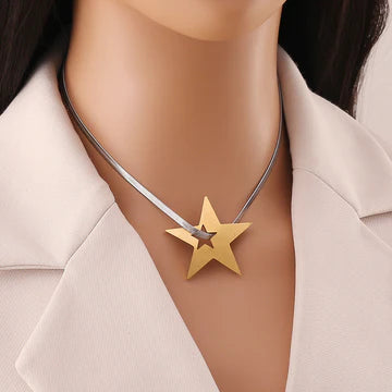 NEW Astra mixed metal star choker necklace