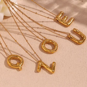 NEW Bubble Initial Pendant Necklace - Gold