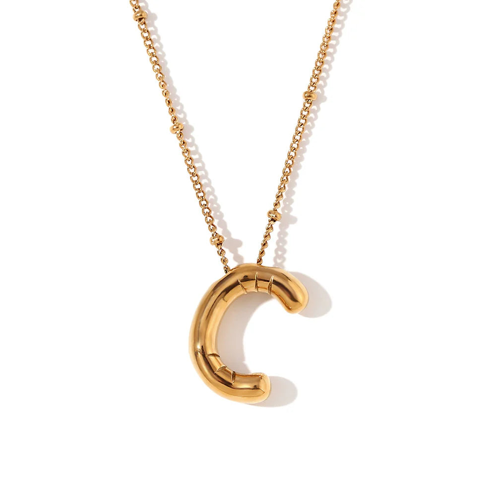 NEW Bubble Initial Pendant Necklace - Gold