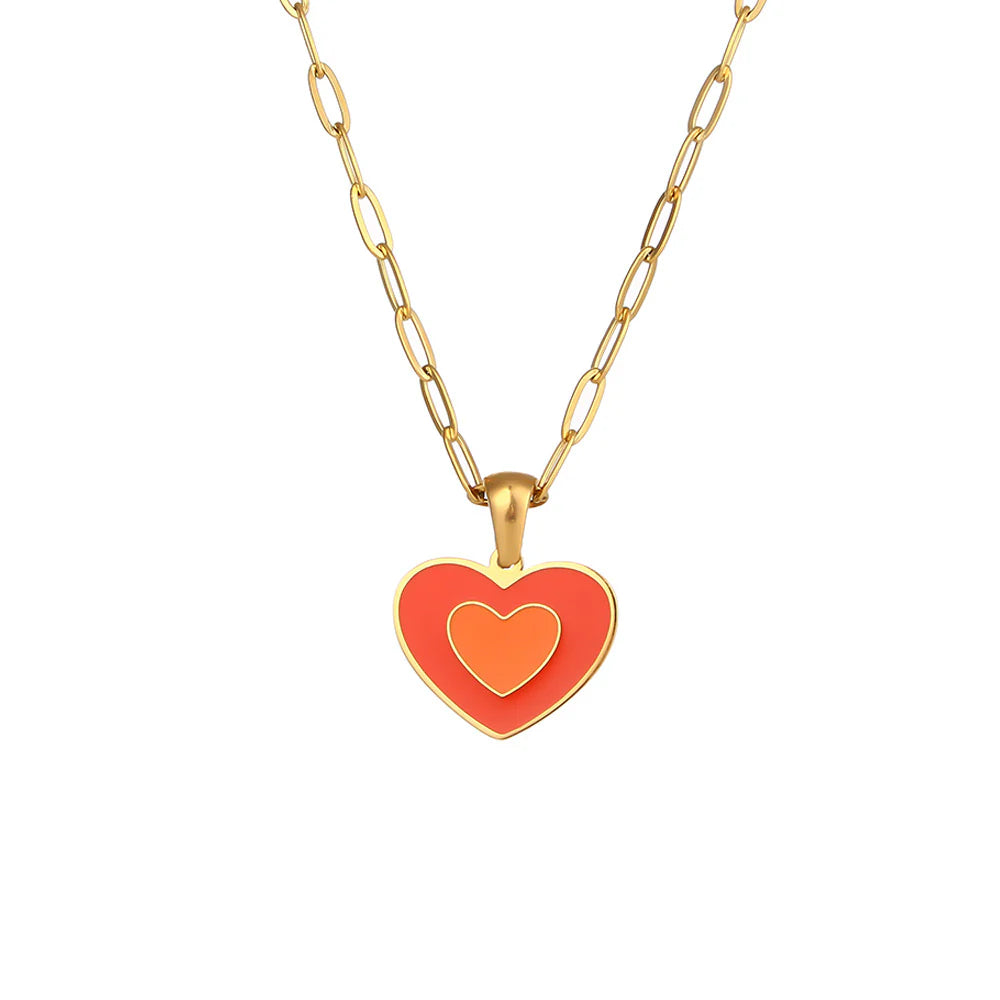 Colourful enamel heart pendant necklace