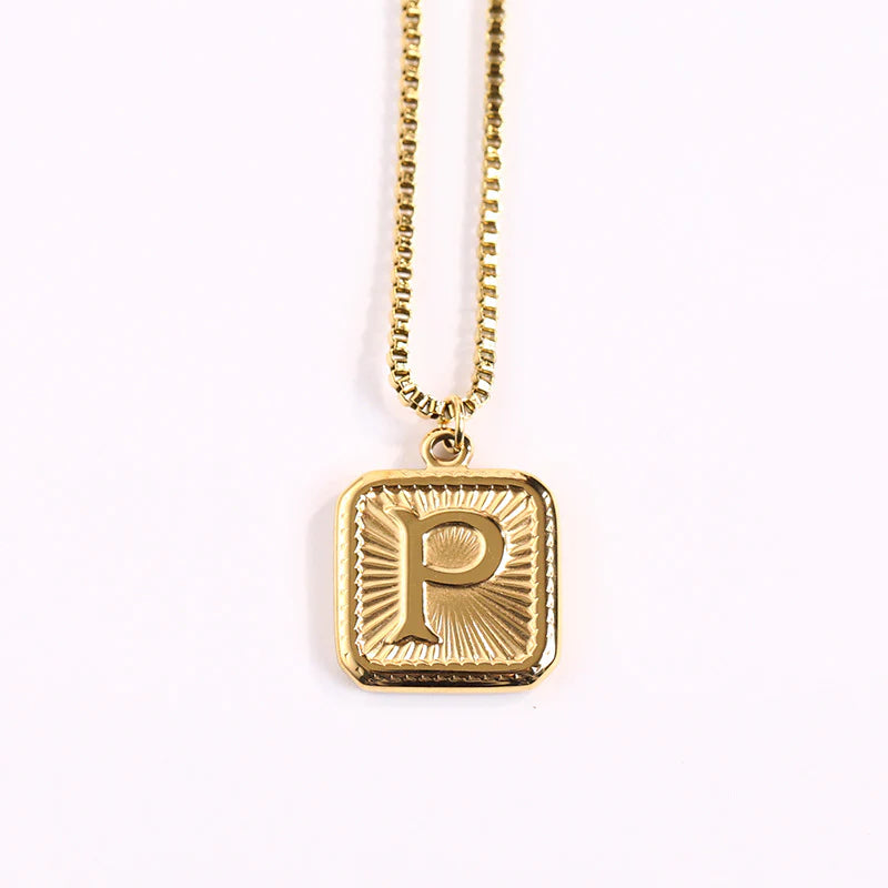 NEW Square Gold Starlight Initial Pendant Necklace