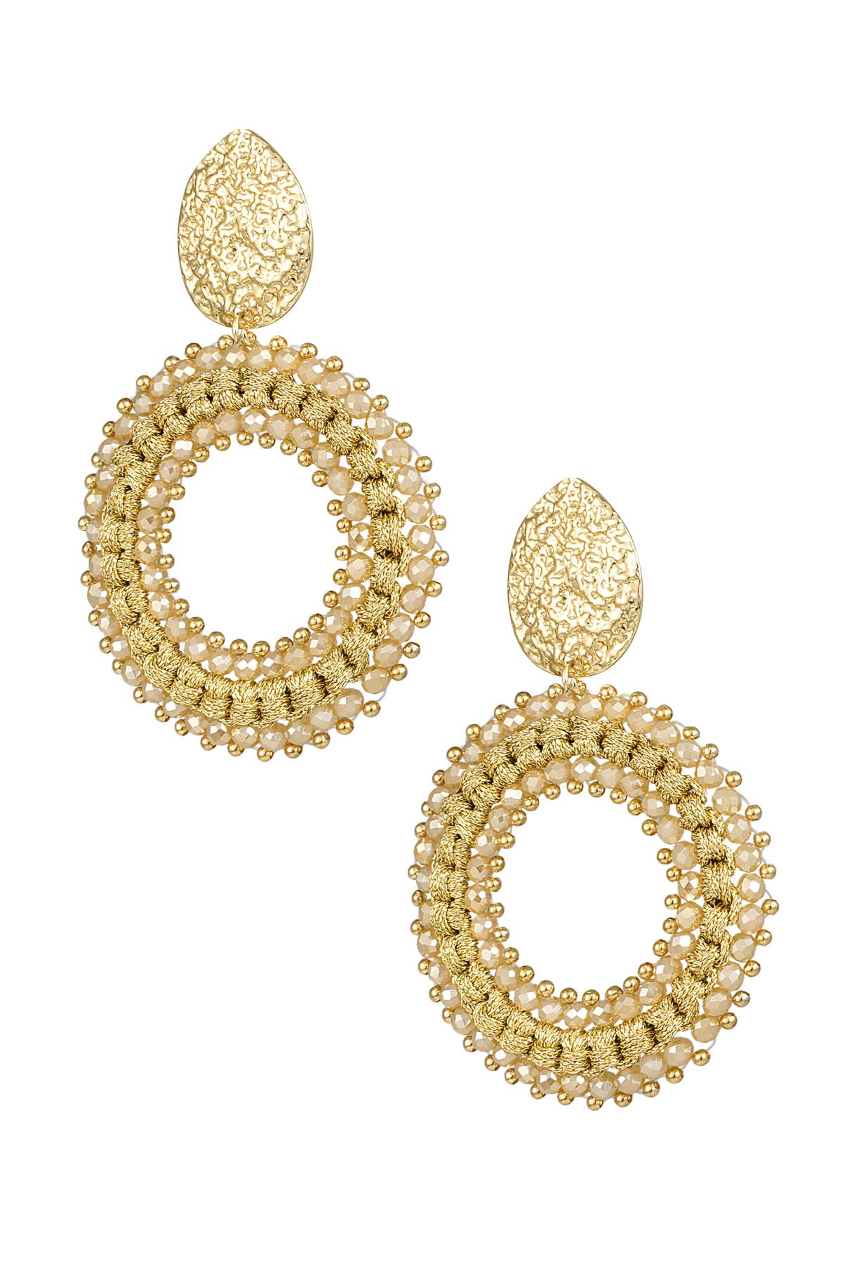 NEW Ava Large Gold Beaded Round Earrings