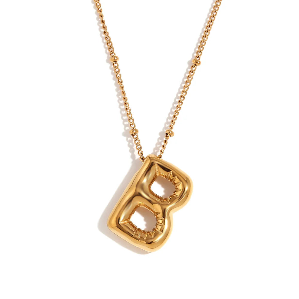 NEW Bubble Initial Pendant Necklace - Gold