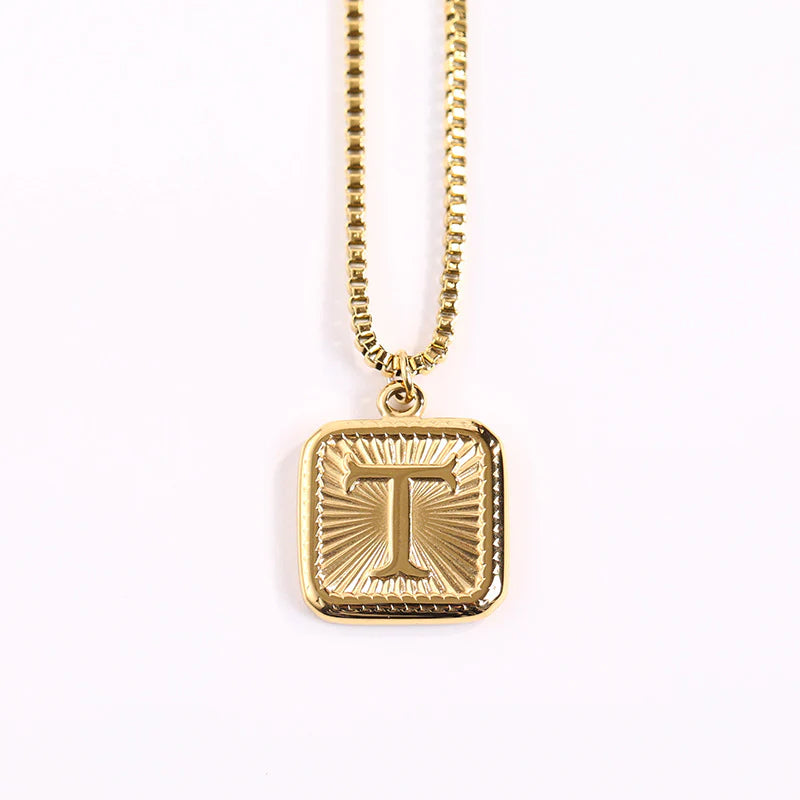 NEW Square Gold Starlight Initial Pendant Necklace