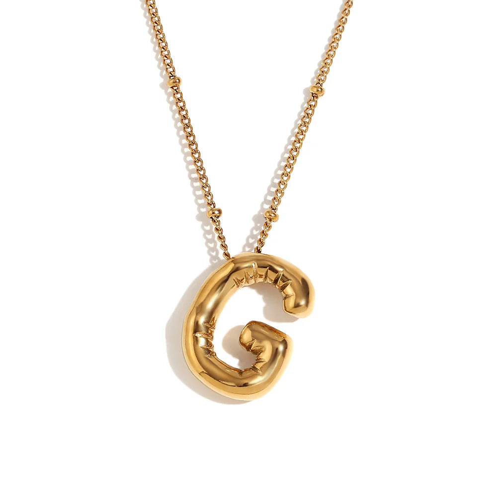 NEW Bubble Initial Pendant Necklace - Gold