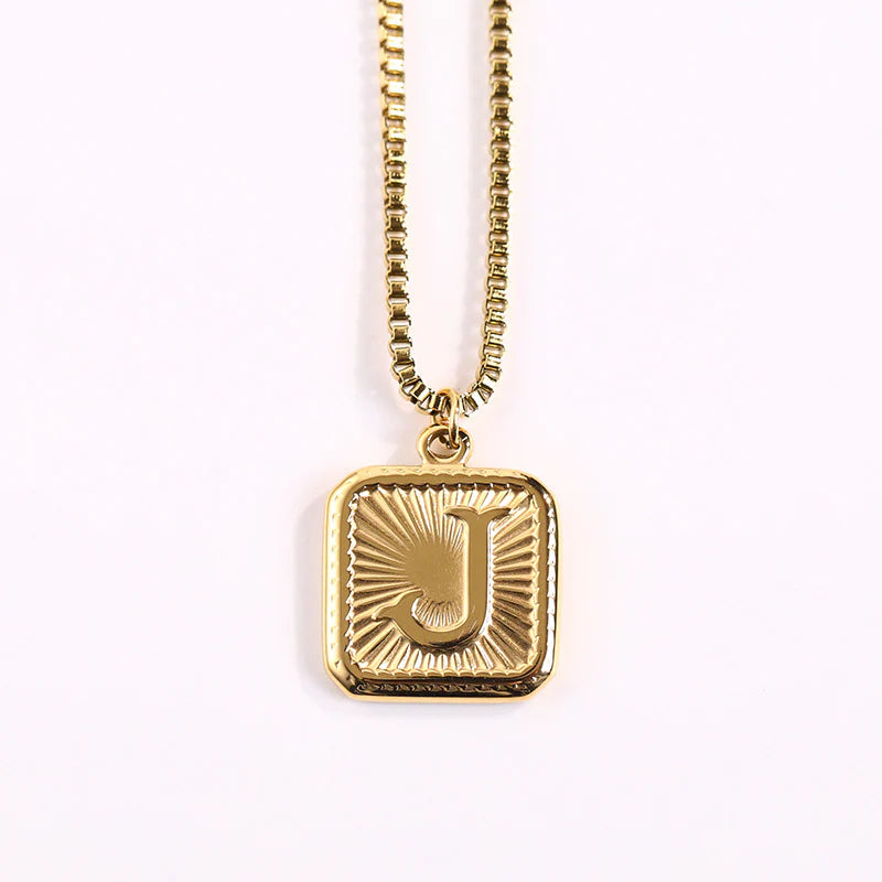 NEW Square Gold Starlight Initial Pendant Necklace