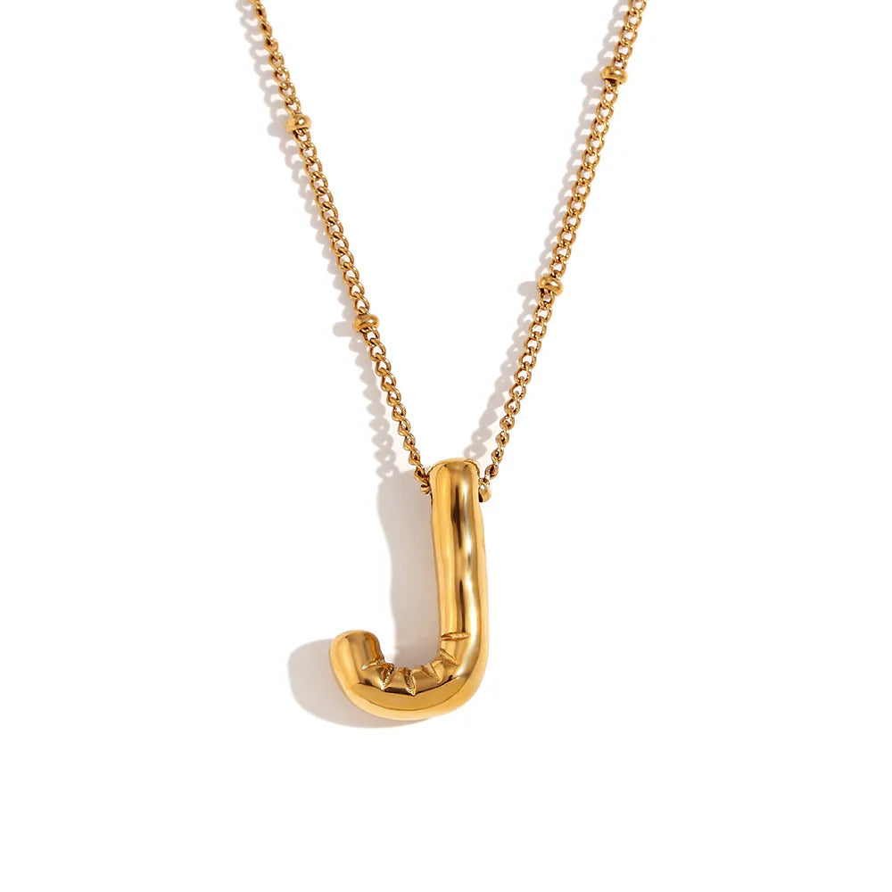 NEW Bubble Initial Pendant Necklace - Gold