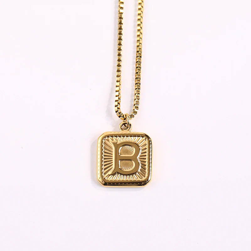 NEW Square Gold Starlight Initial Pendant Necklace