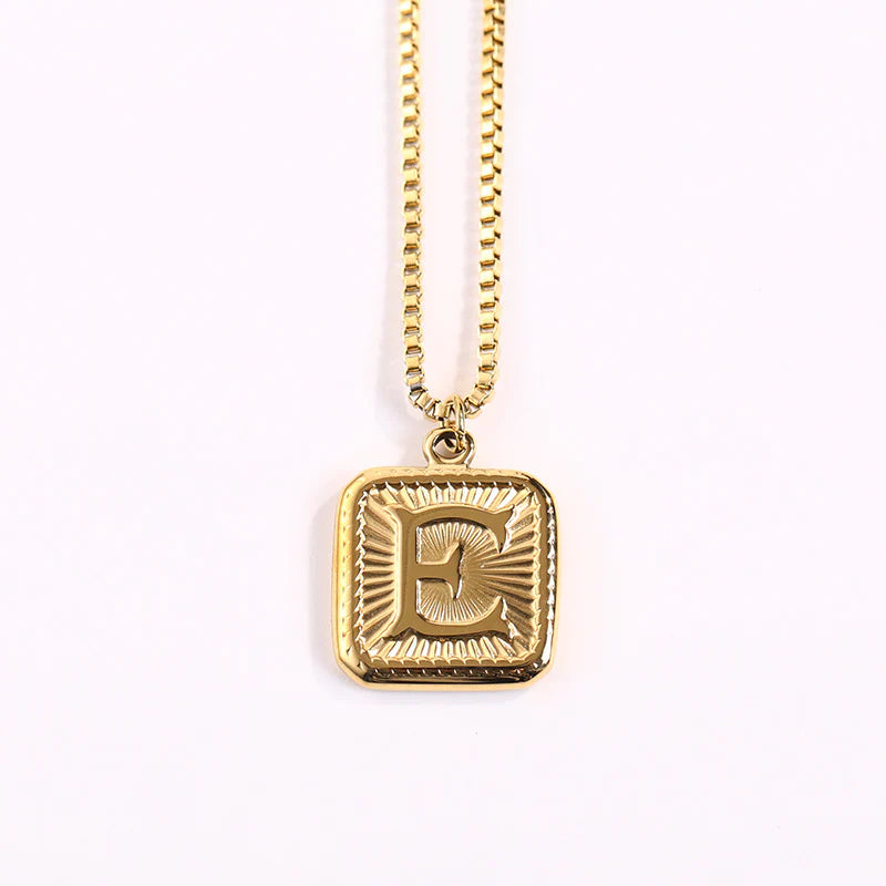 NEW Square Gold Starlight Initial Pendant Necklace