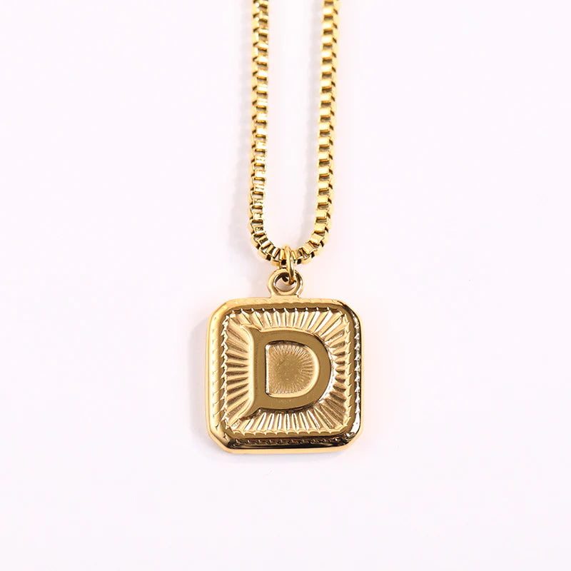 NEW Square Gold Starlight Initial Pendant Necklace