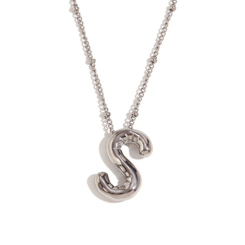 NEW Bubble initial pendant necklace - Silver