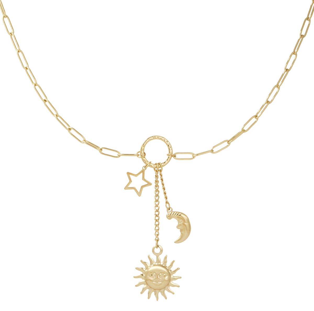 NEW Sun, moon and star charms drop pendant necklace