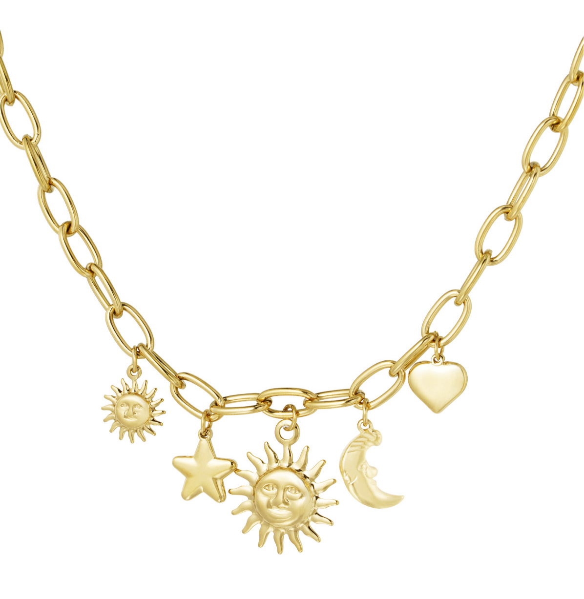 NEW Sun, Moon, heart and Stars charm necklace gold or silver