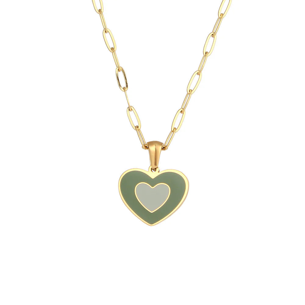 Colourful enamel heart pendant necklace