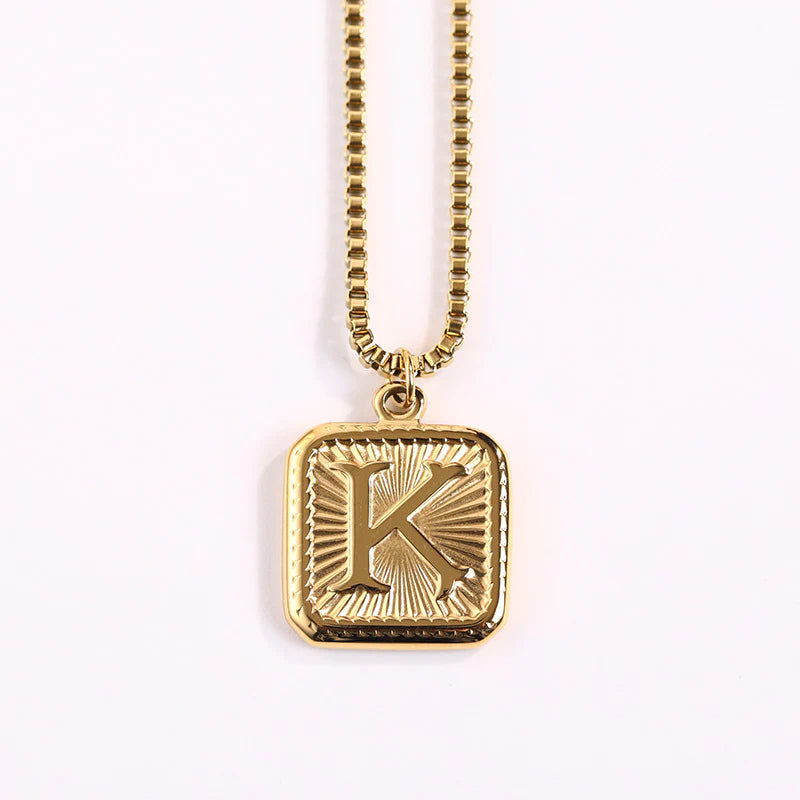 NEW Square Gold Starlight Initial Pendant Necklace