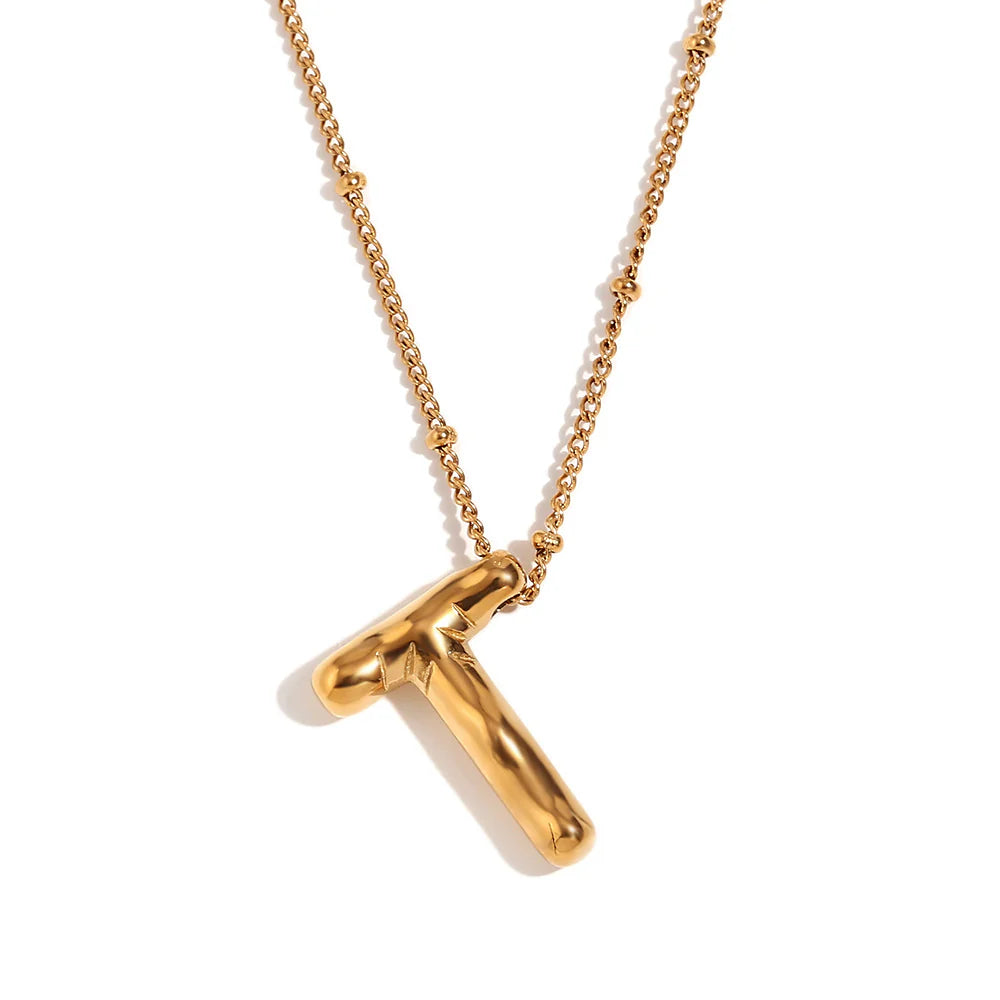 NEW Bubble Initial Pendant Necklace - Gold