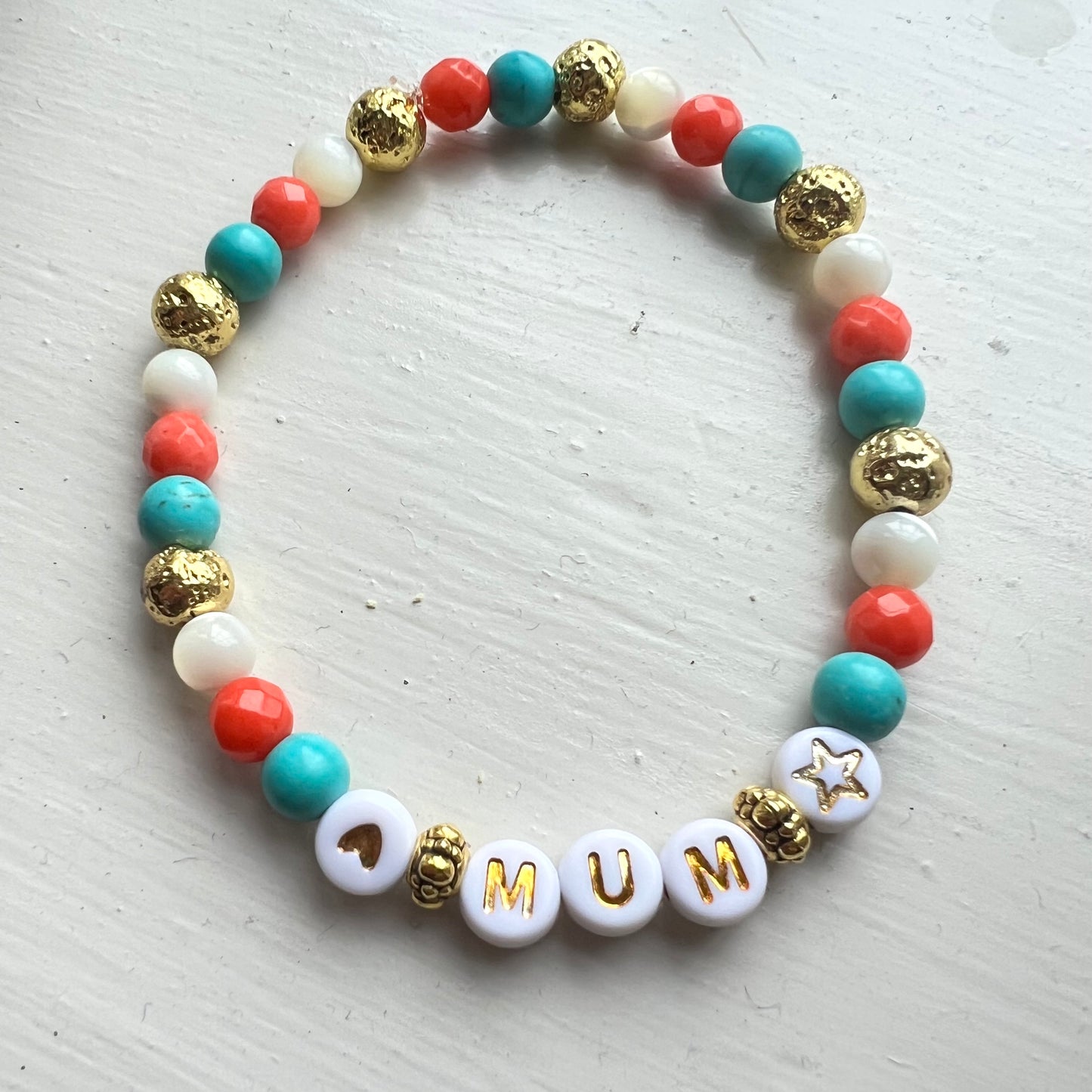 Coral personalised handmade bracelets