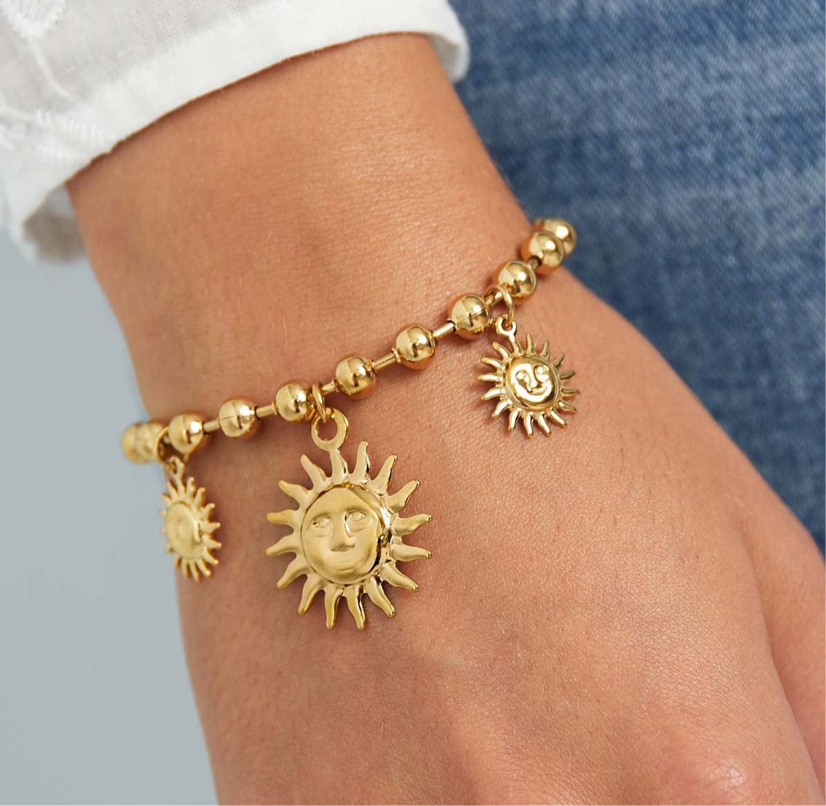 NEW Sun charm ball bracelet and necklace - gold or silver