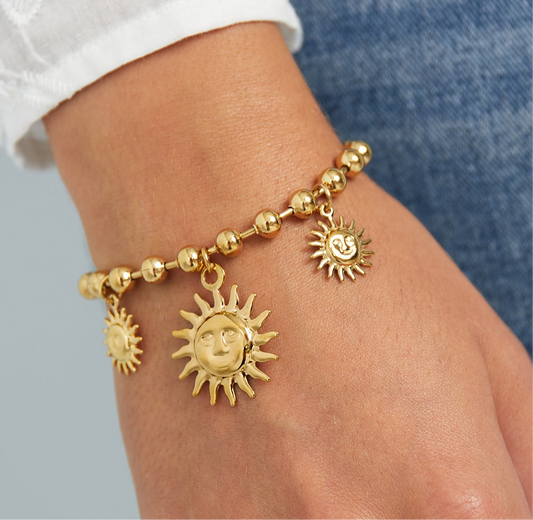 NEW Sun charm ball bracelet and necklace - gold or silver