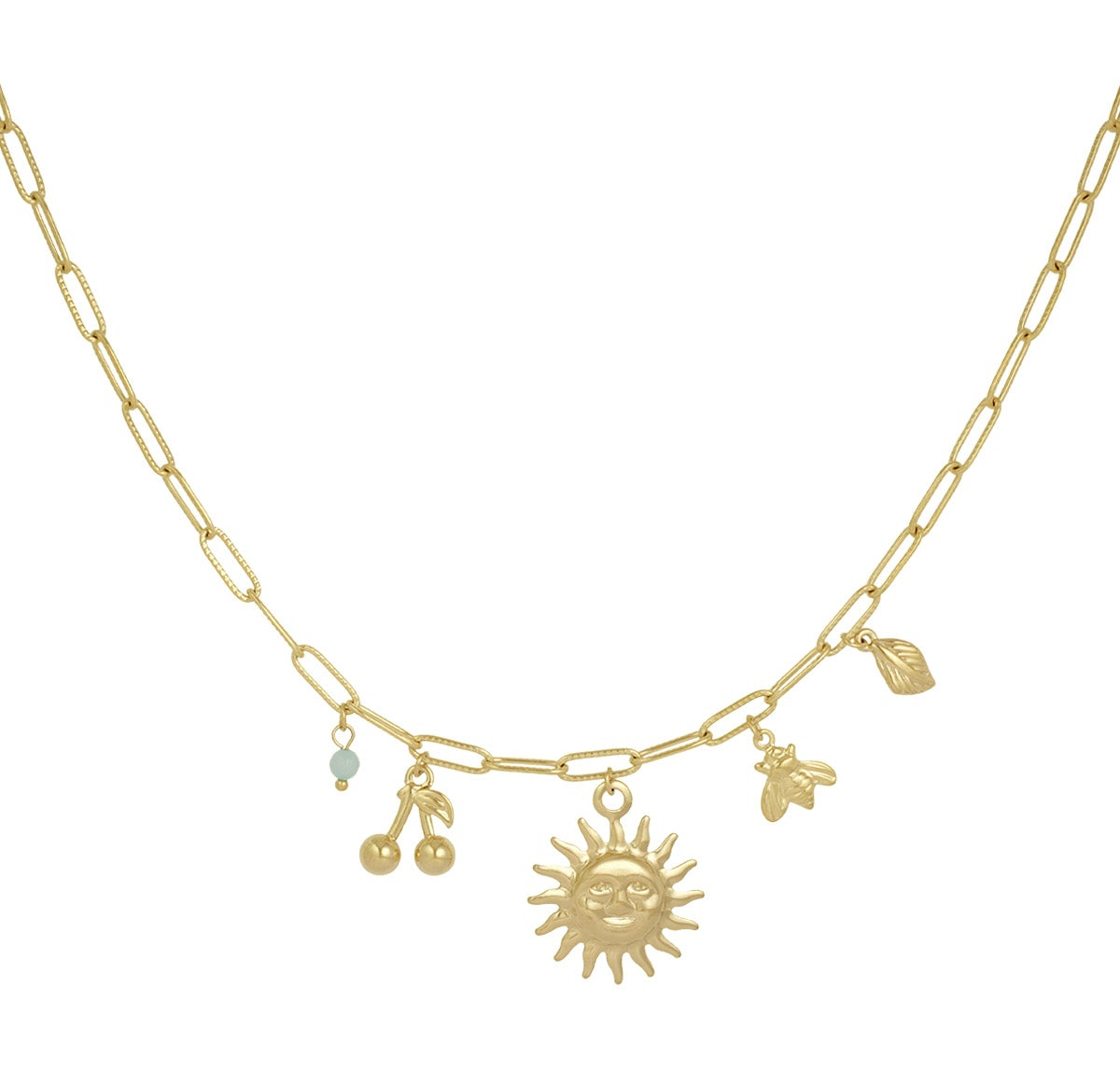 NEW Sun Cherry charms gold necklace