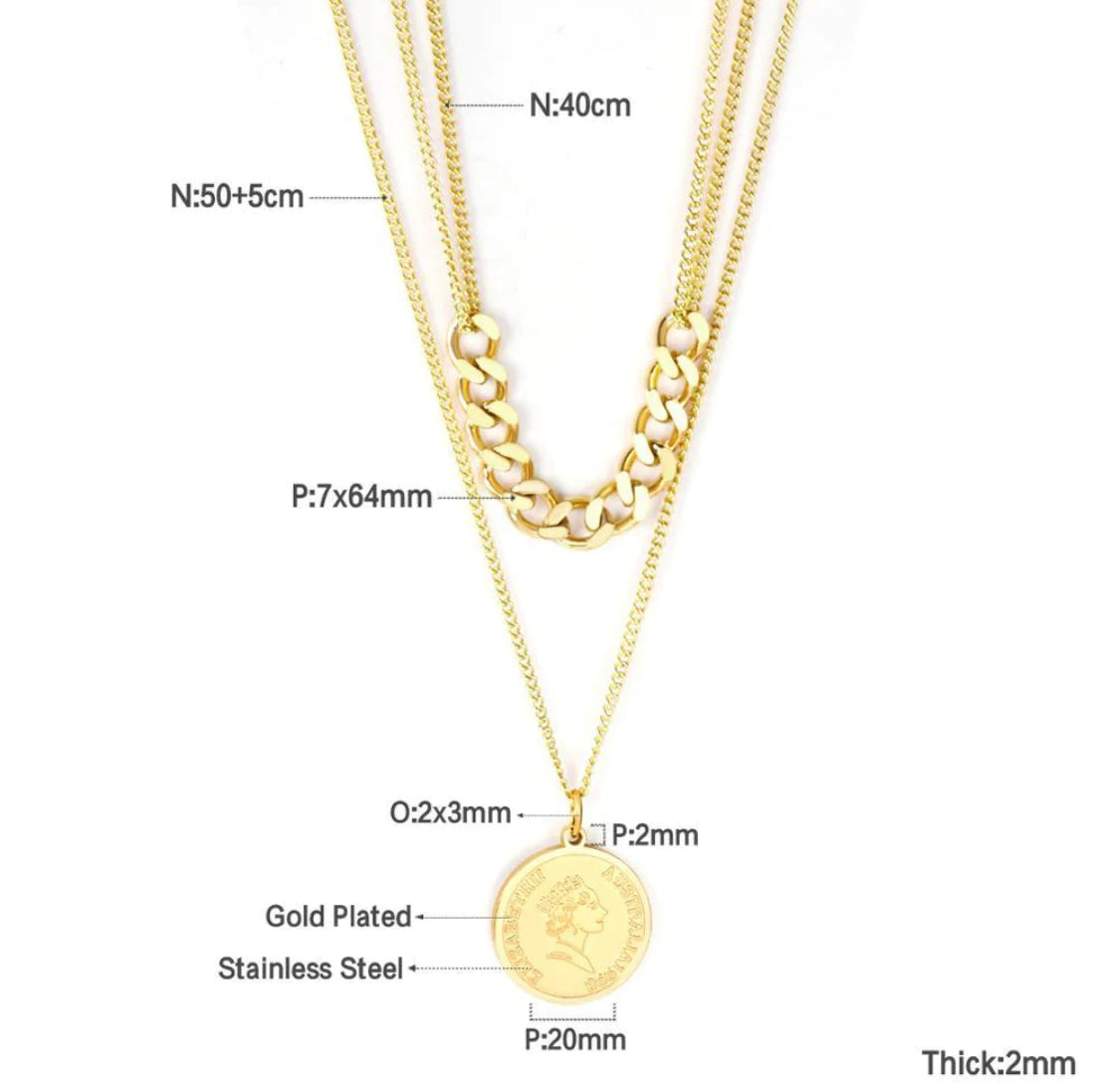 Therese Gold Double layer coin necklace