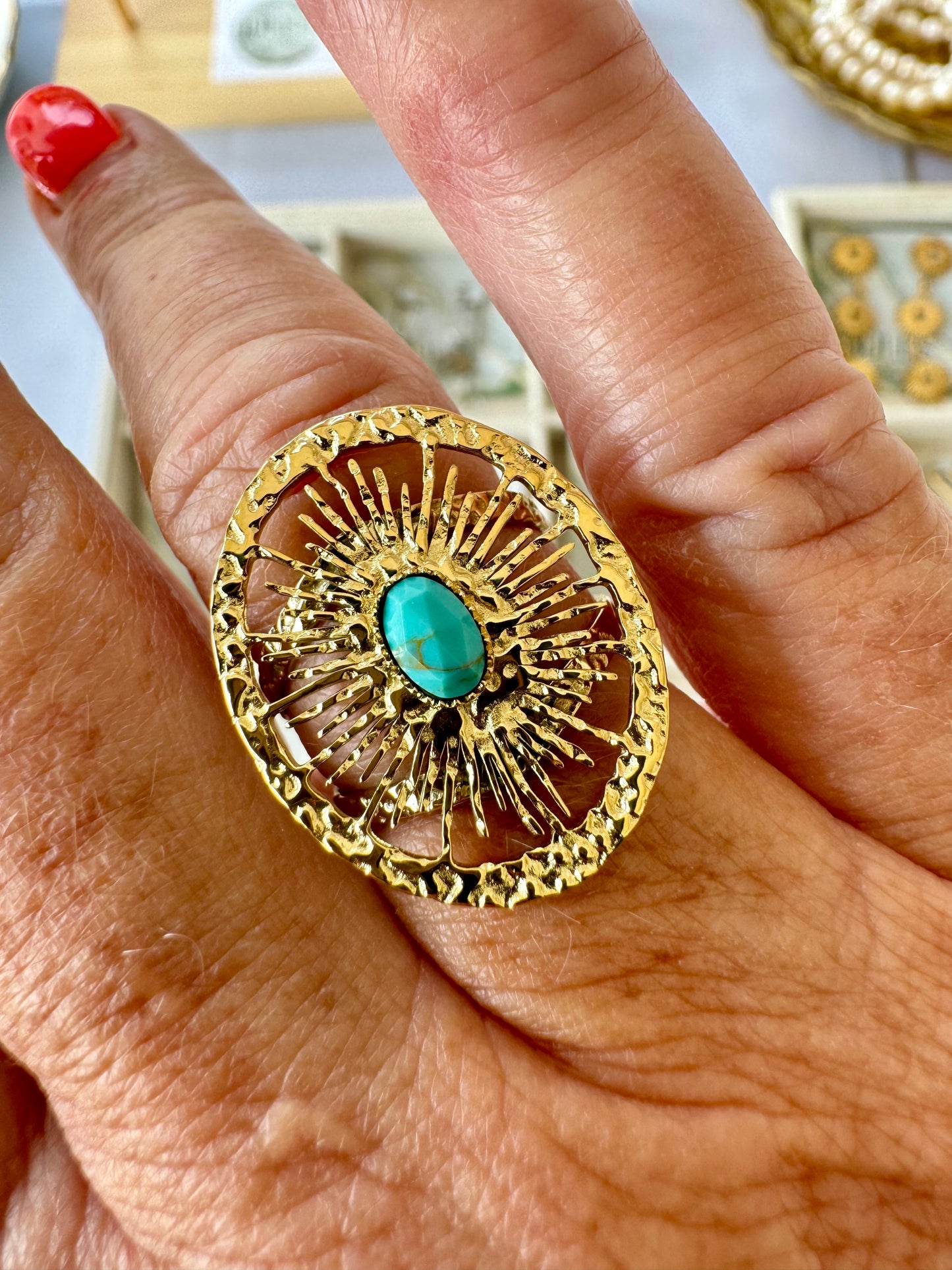 NEW Sophie statement turquoise ring